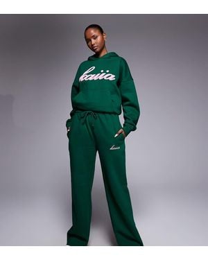 Kaiia Exclusive Cotton Rich Wide Leg Joggers Co-Ord - Green