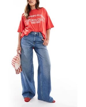 Pull&Bear Wide Leg Jeans - Blue