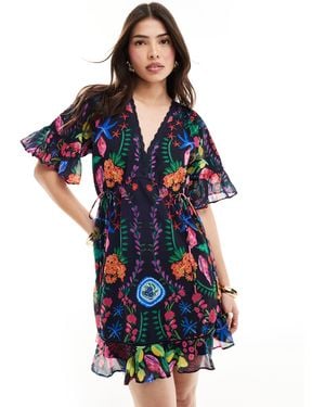 Hope & Ivy Mini Smock Dress - Blue