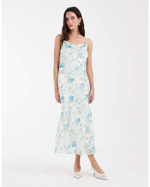 Vero Moda Smilla Chiffon Cowl Neck Cami Midi Dress - Blue