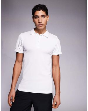 4505 Seamless Rib Slim Fit Polo Shirt - White