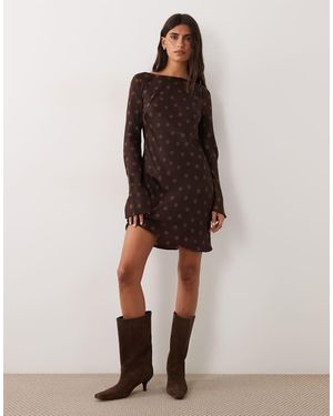 New Look Long Sleeve Mini Dress - Brown