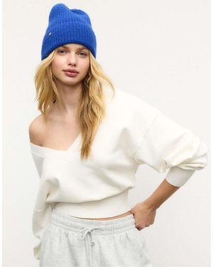 Stradivarius V-neck Batwing Sleeve Jumper - White