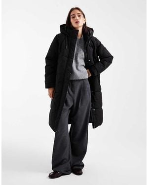 Vero Moda 2 In 1 Longline Puffer Coat With Removeable Sleeves In - Black