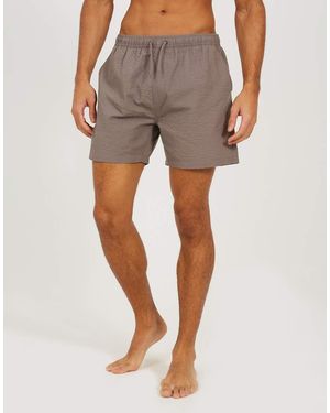 Brave Soul Seersucker Swim Shorts - Grey
