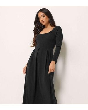 PixieGirl Petite Scoop Neck Midi Dress - Black