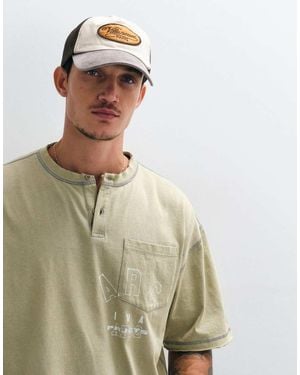ASOS T-Shirt Squadrata Oversize Con Scollo Serafino E Stampa - Verde
