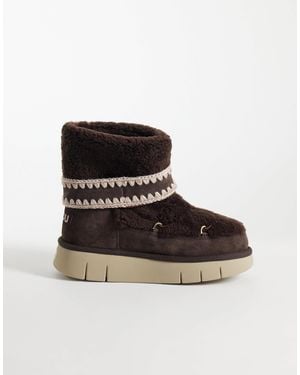 Mou Shearling Lined Platform Bounce Boots - Black