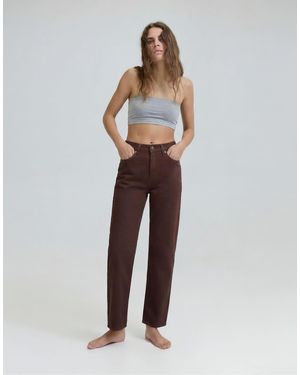 Pull&Bear High-Waist Mom Fit Jeans - Brown
