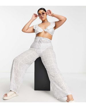 In The Style Plus X Billie Faiers Beach High Rise Trousers - Multicolour