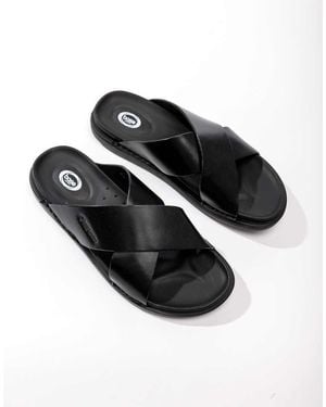 Base London Drift Cross Strap Sandal - Black