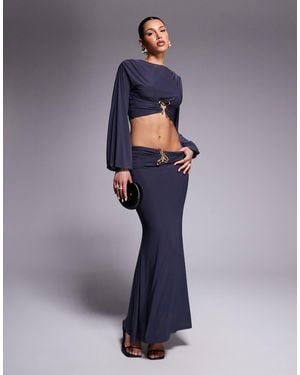 ASOS Co-ord Drape Maxi Skirt With Gold Detail - Purple