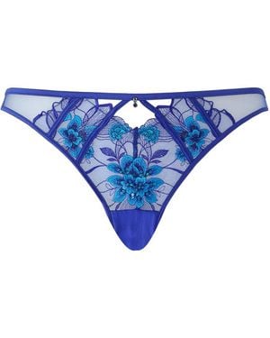 Ann Summers Neon Moon Embroidered Brazilian Knickers - Blue