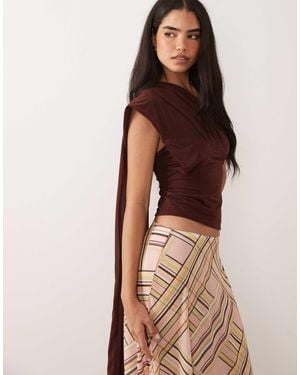 ASOS Stretch Chiffon Scarf Top - Brown