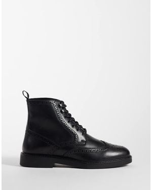 ASOS Lace-up Boots With Brogue Detail - Black