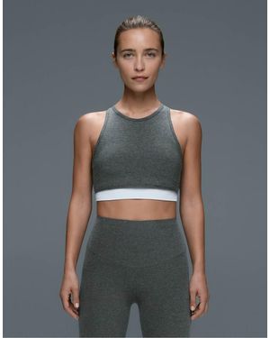 Oysho Marl Overlay Halterneck Tank Top - Grey