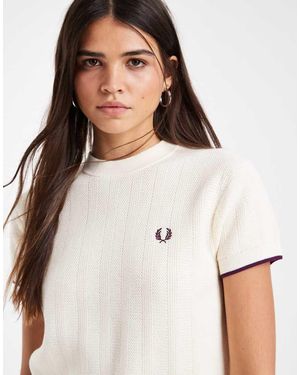 Fred Perry Getextureerd Gebreid T-Shirt - Wit
