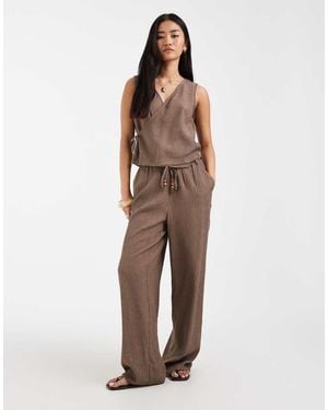 ONLY Tie Detail Wide Leg Trousers Co-ord - Natural