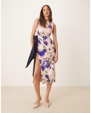 Hope & Ivy Asymmetric Pencil Dress With Bow Detail - Pink