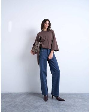 TOPSHOP Vaqueros Azul Añil A Rayas Enjuagadas De Talle Bajo Con Acabado Efecto Mullido De