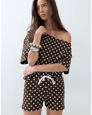 ASOS Polka Dot Micro Shorts Co-ord - Brown