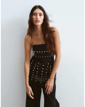 ARRANGE Linear Beaded Structured Bandeau Top - Black