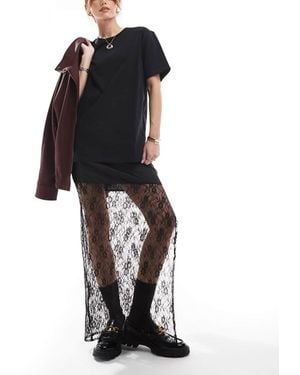 New Look Slinky Lace Midi Skirt - Black