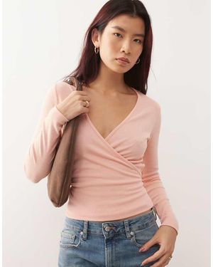 Susmie's Susmies Kate Ballerina Wrap Waist Long Sleeve Top - Pink