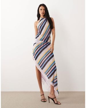 ASOS Printed Stretch Chiffon Tie Neck Top - Multicolor
