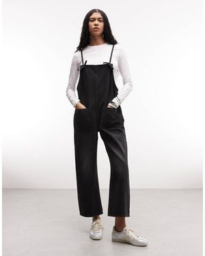 Monki Denim Wide Leg Jumpsuit - Black