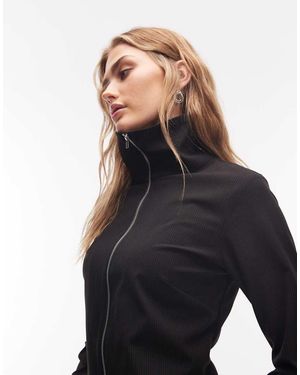 Weekday Top Met Rits, Lange Mouwen En Krijtstreep - Blauw