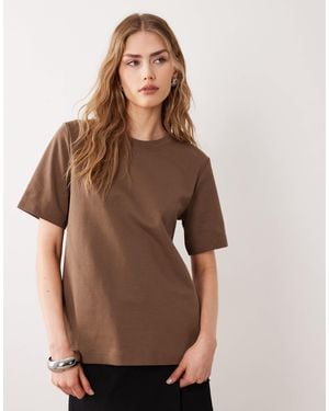 ARKET Stretch Heavyweight Interlock Short Sleeve T-shirt - Brown