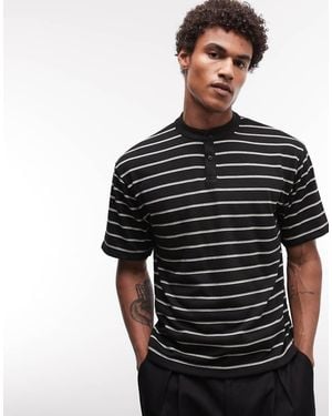 ASOS Relaxed T-shirt With Henley Neck - Black