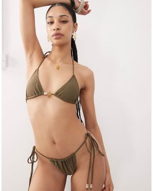 Motel Leyna Bead Detail Bikini Bottoms - Natural