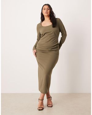 ASOS Asos design curve – langärmliges midikleid - Natur