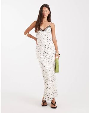 Miss Selfridge Satin And Lace Midi Dress - White