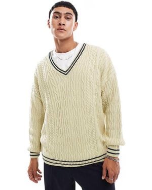 ASOS Oversized Cable Knit Cricket Jumper - Natural