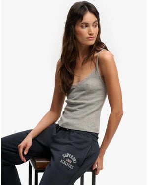 Superdry – athletic essentials – camisole-top aus pointelle - Weiß