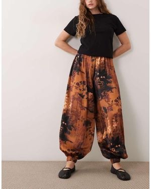 ASOS Satin Balloon Trouser With Tie Ankle - Green