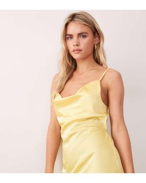 New Look Satin Cowl Neck Midi Dress - Yellow