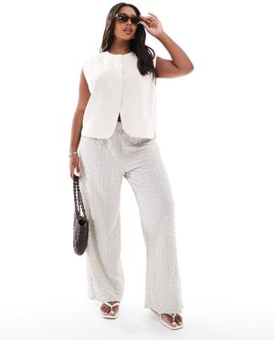 ONLY Seersucker Wide Leg Pants - White