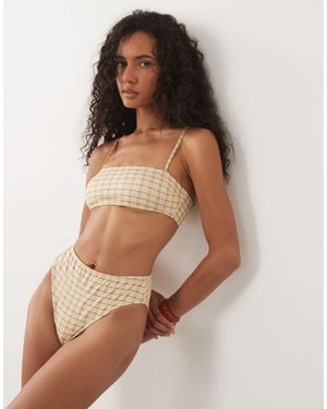 ASOS Imogen karierte azores bikinihose mit hohem beinausschnitt und hoher taille - Braun