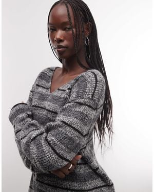 Weekday V Neck Oversized Sweater - Gray