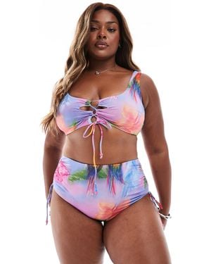 ASOS Asos Design Curve Paloma High Waist Ruched Bikini Bottom - Multicolor