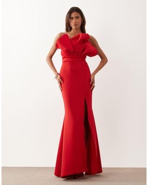 ASOS Structu Neck Detail Maxi Dress - Red