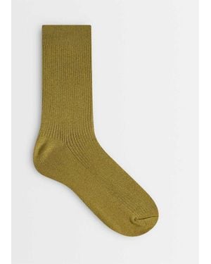 SELECTED Calcetines De Canalé Con Cuello Redondo En Verde Abeto