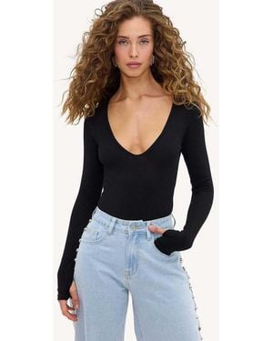 Loavies Feather Light V-Neck Bodysuit - Blue