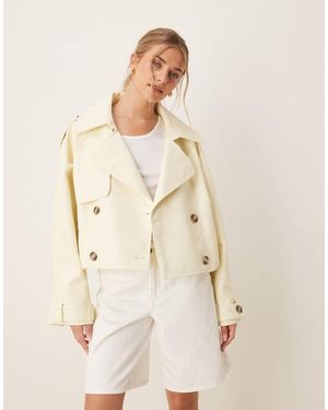 ASOS Leather Look Bomber Trench Coat - Natural