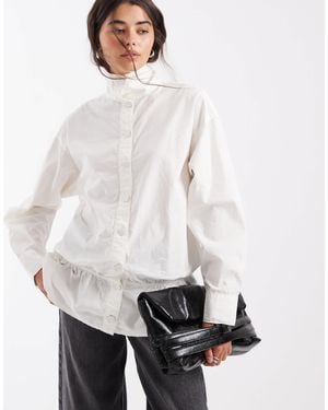 ASOS Funnel Neck Peplum Shirt - White