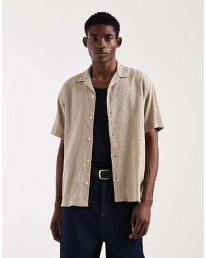 Jack & Jones Textured Short Sleeve Shirt - Natural
